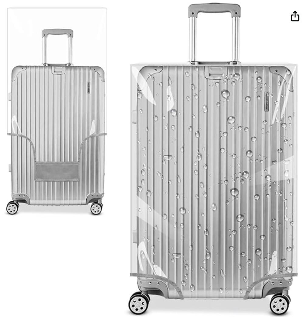 24" Clear PVC Suitcase Cover Tough Protector, Luggage Covers for Wheeled- Gray